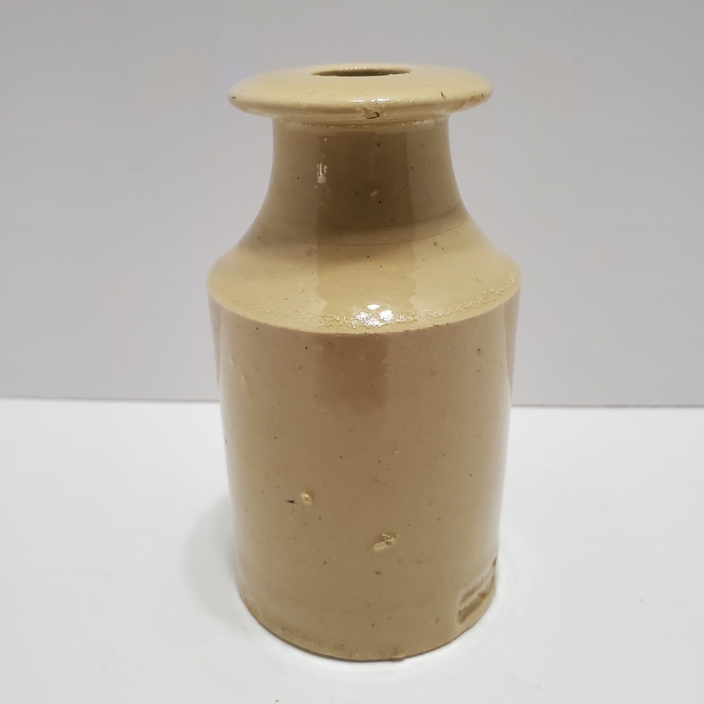 Doulton Lambeth Antique Ink Bottle Pottery 2.5x4.5" Cream Colored